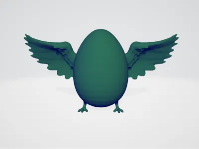 Egg with wings and feet