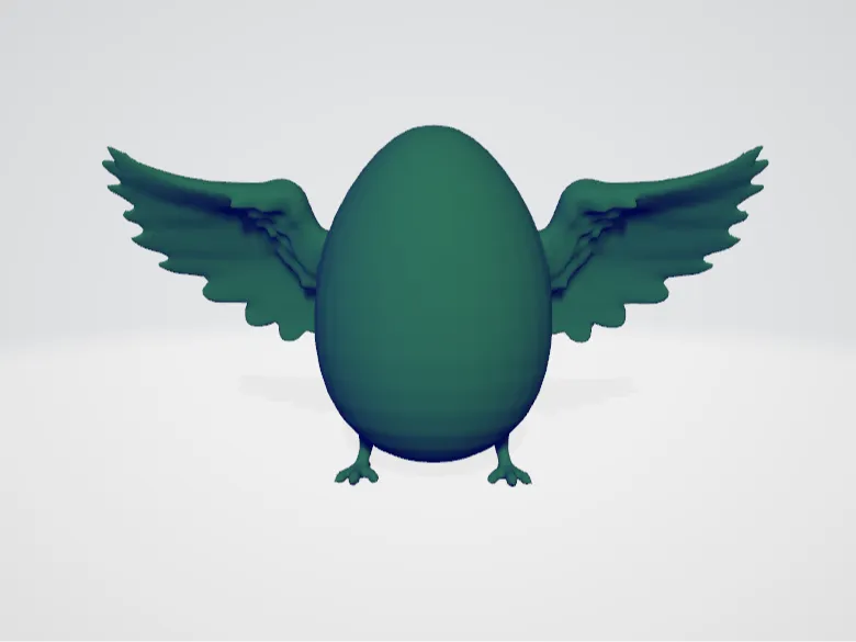 Egg with wings and feet