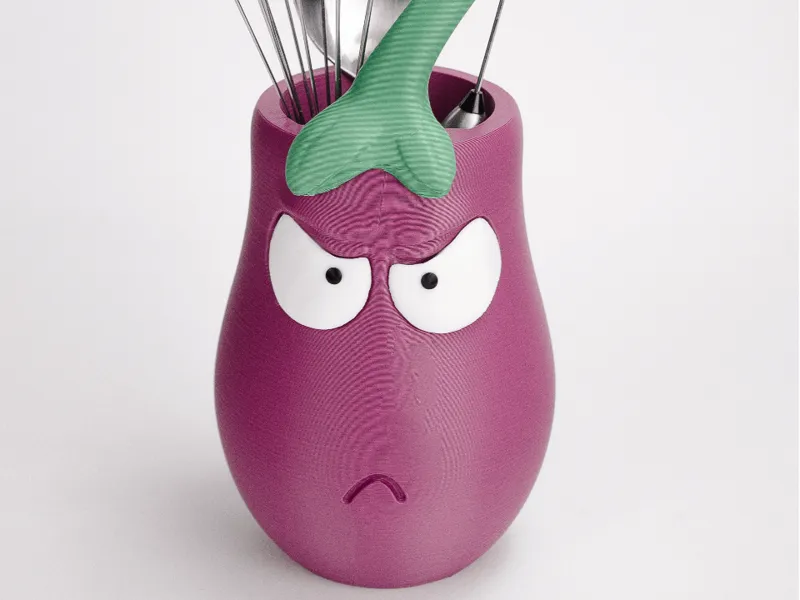 Grumpy Eggplant Utensil Holder 