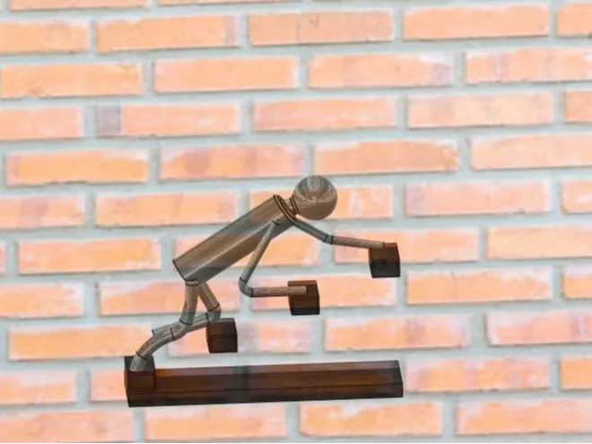 man climbing steps