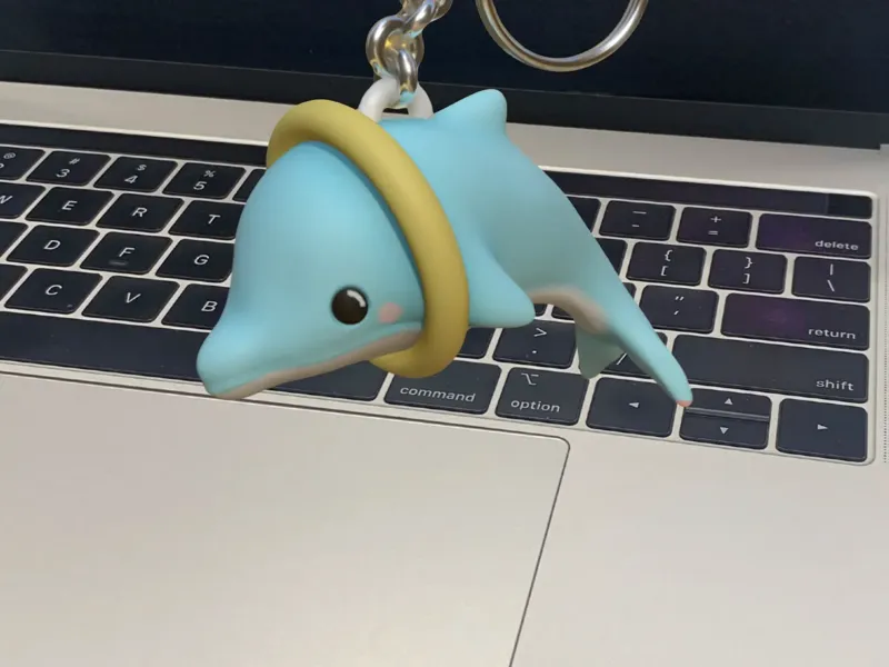 多色打印Q版蓝白小鲸鱼钥匙扣