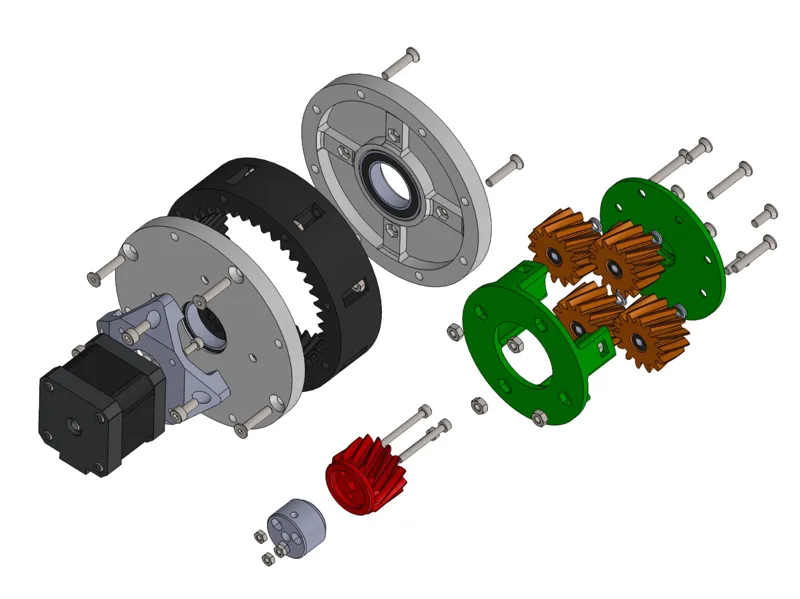 Stackable planetary gearset, 1:4 reduction ratio