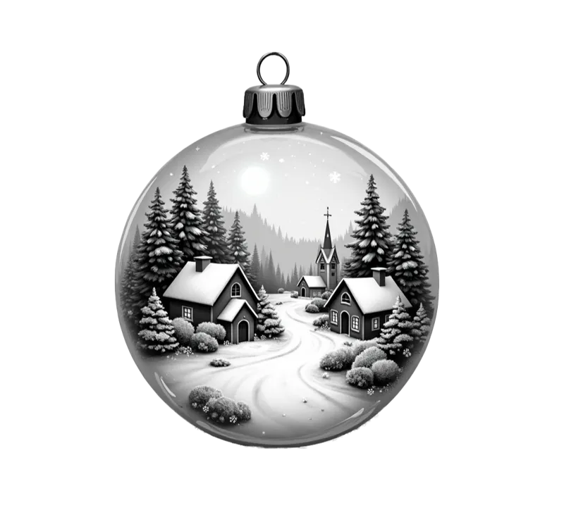 Snowy village bauble