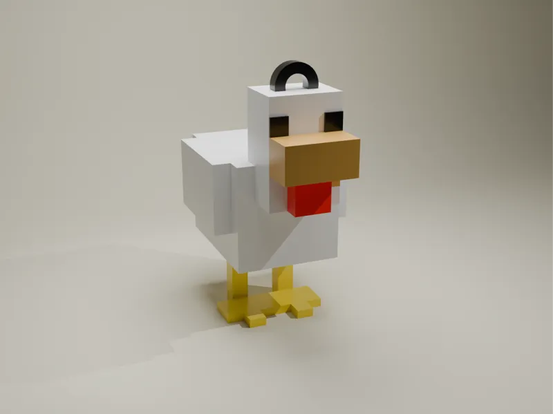 Minecraft Chicken Keychain