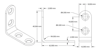 40mm Light Shelf Bracket (With technical drawings)