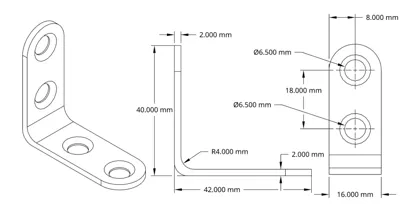 40mm Light Shelf Bracket (With technical drawings)