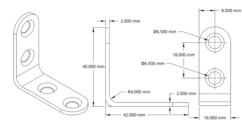 40mm Light Shelf Bracket (With technical drawings)