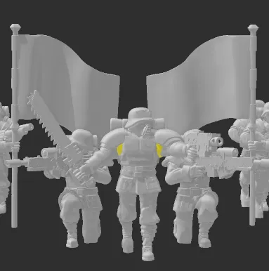 HDF Kitbashed Squad - Banner, Sgt, Riflemen