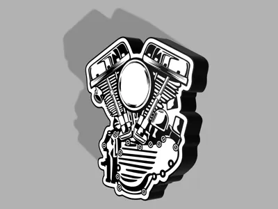 Harley Davidson Panhead Engine LED Lightbox Sign