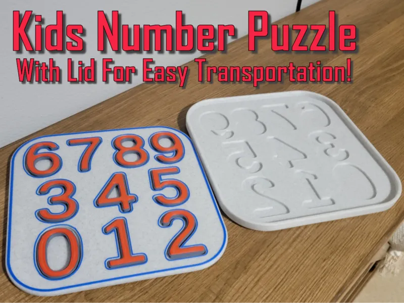 Number Puzzle - Lid for Easy Transportation!