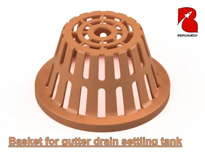Basket for gutter drain settling tank
