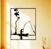 Décoration murale silhouette de pêche rustique — photo 1
