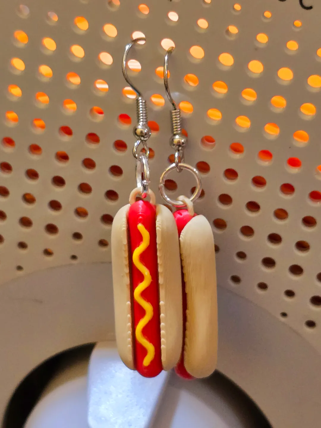 3D Hotdog earrings view 2