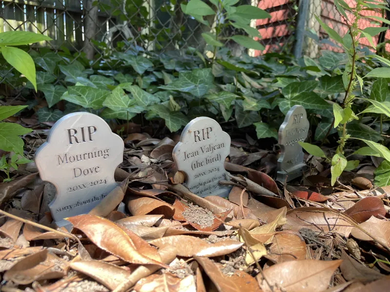 Mini blank tombstone with garden stake