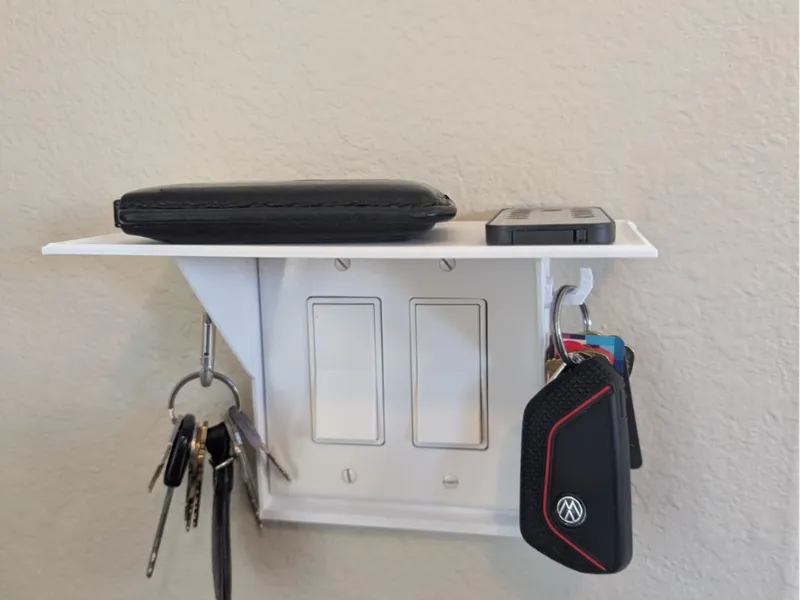 Double light switch Shelf with key hooks