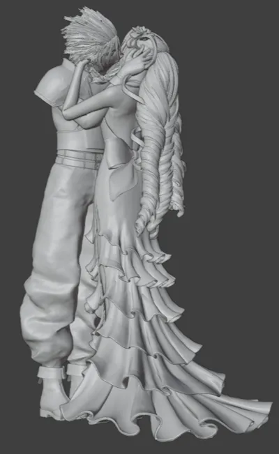 Final Fantasy 7 - Zack & Aerith - Posed - Kissing