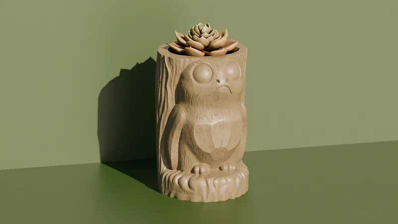 Wooden Porg Pot Plant - Star Wars Home Decoration