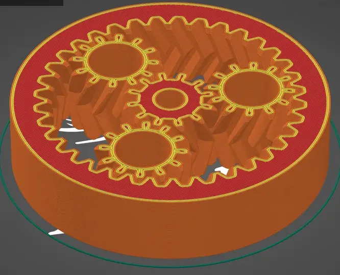 Print in place planetary gearbox
