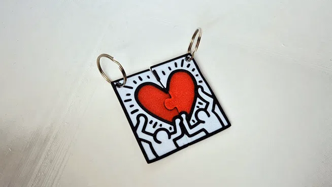 Pop Heart Puzzle Keychain