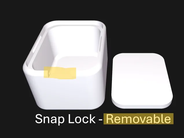 Note the notch for prying with screwdriver.  Snaps are only on the 2 sides.