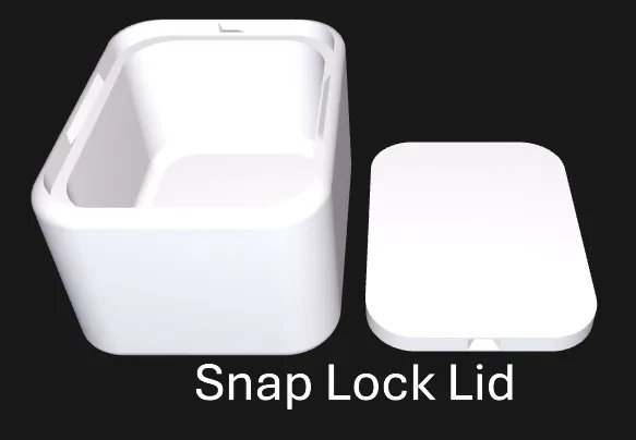 Note snaps on all sides, not removable