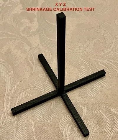 X Y Z shrinkage calibration test
