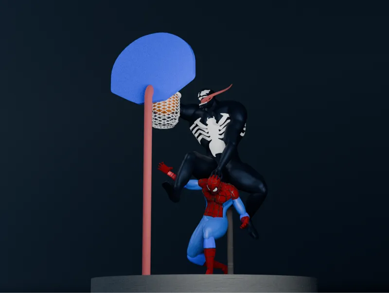 Venom & Spider-man Basketball-Multi-part Sculpture