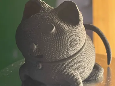 Plump and friendly stuffed cat
