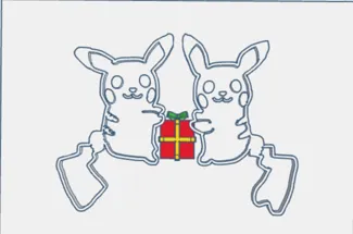 Pokemon Male Pikachu&Female Pikachu stamp