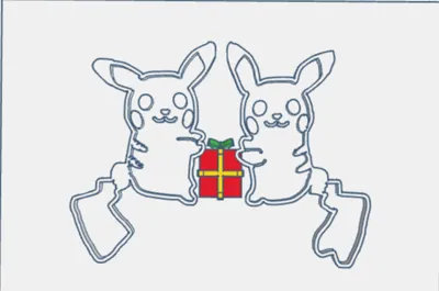 Pokemon Male Pikachu&Female Pikachu stamp