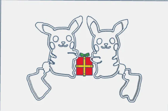 Pokemon Male Pikachu&Female Pikachu stamp