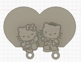 Hello Kitty Couple keychain and wall holder