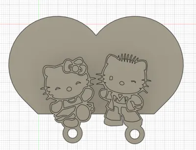 Hello Kitty Couple keychain and wall holder
