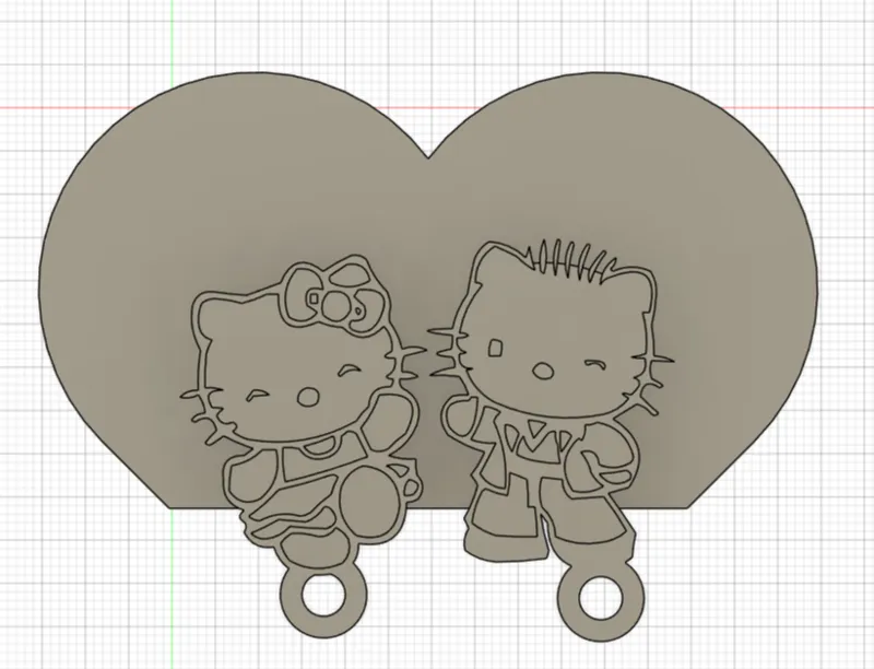 Hello Kitty Couple keychain and wall holder