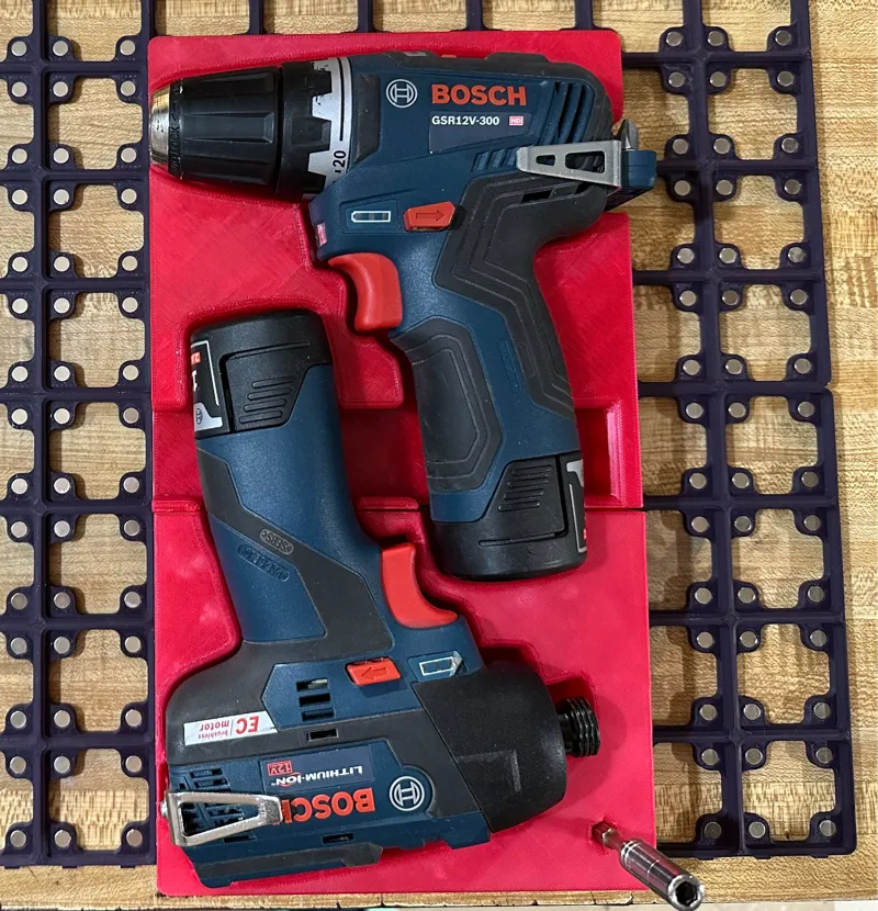 Gridfinity module for Bosch 12V drill and impact