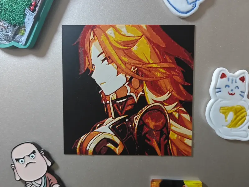 原神火神玛微卡浮雕画冰箱贴