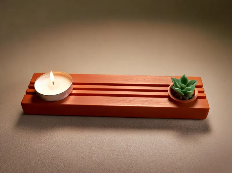 Striped elegant candle and plant holder