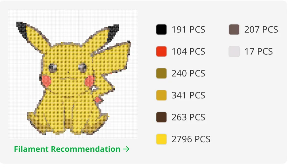 Pikachu Rectangle 2d pikachu 2d pixel puzzle pokemon by FireandWaterGuy - MakerWorld
