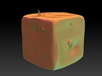 Stewart the acid cube with and without face