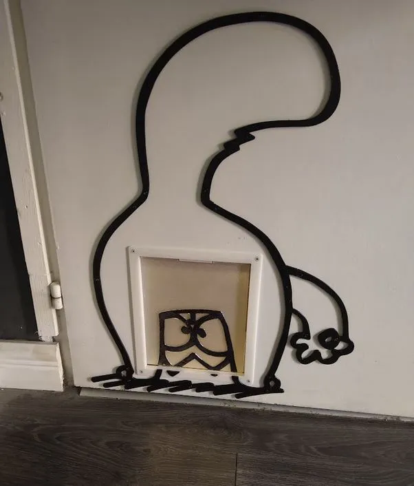 Cat door with Simon's cat decor