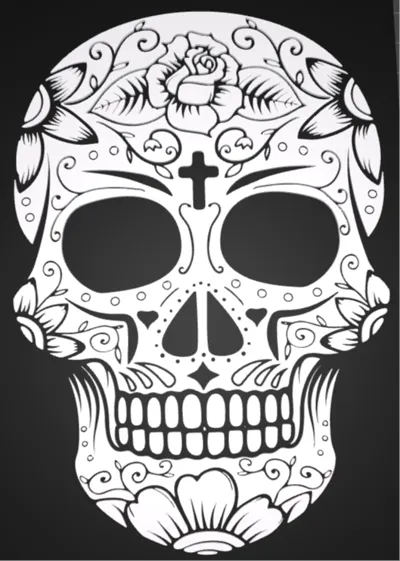 Skull 3D Picture w/ Cross