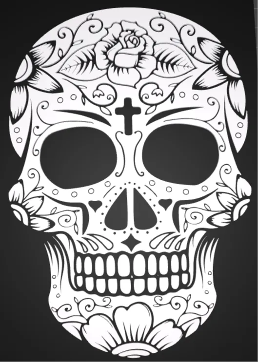 Skull 3D Picture w/ Cross