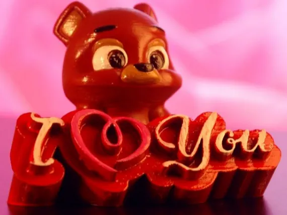 Valentine cute bear decor, heart and I love you