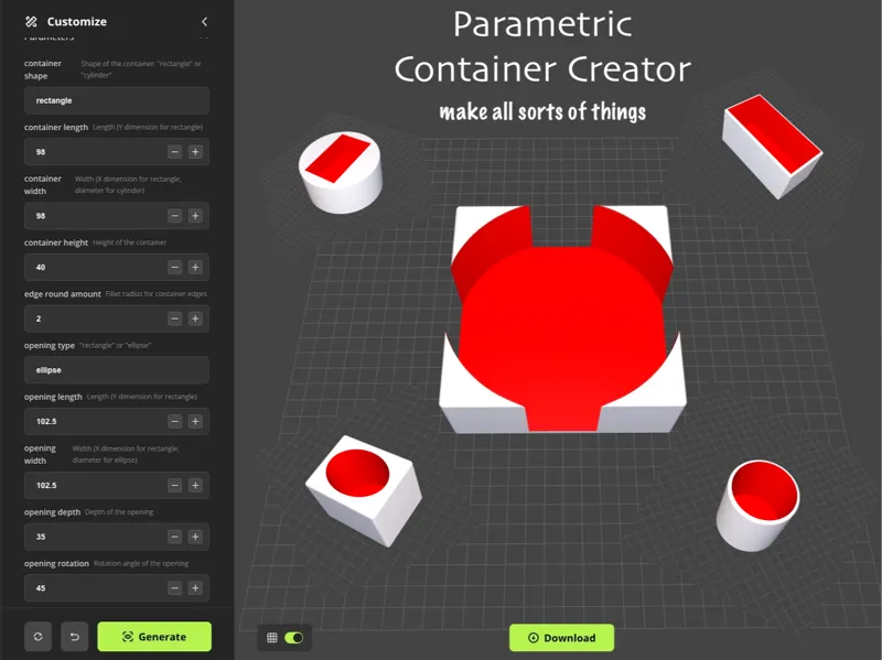 Parametric Container Creator