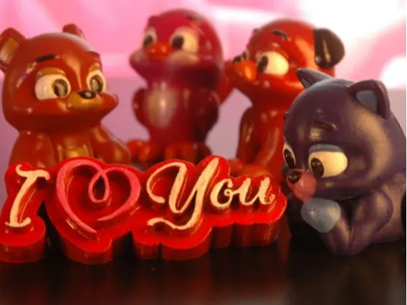 Saint Valentine decor, cute animals and I love you