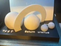 Scale model of solar system with labels