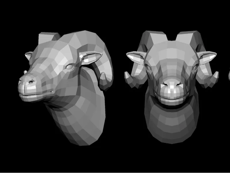Ram Animal Bust -Low poly