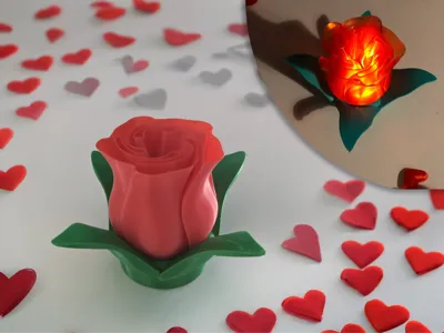 Valentines Day Rosebud can with Electric Tea light