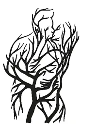Sculpture couple enlacé racines d'arbre — photo 1