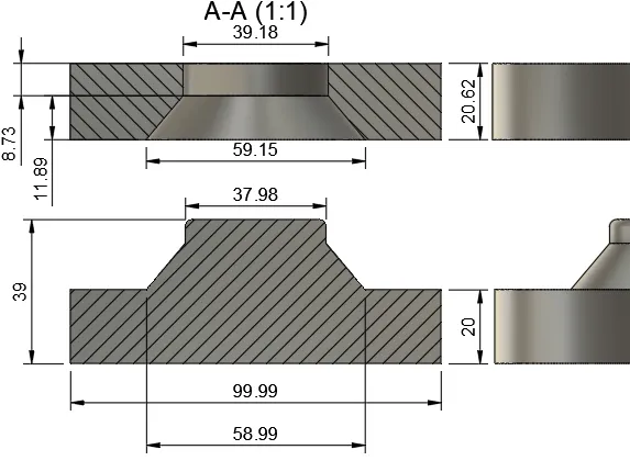 Prasa do wytłaczania 38mm dimple die 38 aluminium